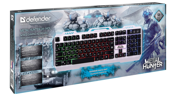 Клавиатура Defender Metal Hunter GK-140L RU RGB подсветка