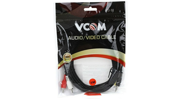 Аудиокабель VCOM 3.5 Jack (M) - 2xRCA (M) 5 метров