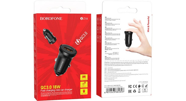 АЗУ BOROFONE BZ18 single port QC3.0 car charger чёрное