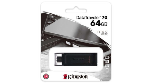 Флеш-накопитель TypeC 64GB Kingston DataTraveler 70 чёрный