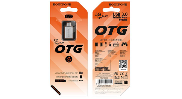 Адаптер Borofone OTG BV2 MicroUSB/USB